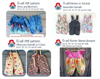 4 Waldorf Puppen Kleidung PDF Muster (Instant Download) Muster Bundle
