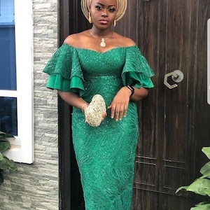 nigerian lace dresses for sale White Lace African Long Dress, African Outfits, Nigerian Lace Dress, Lace Dress