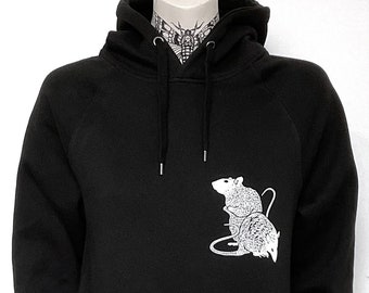 Ratten Hoodie zweiseitig bedruckt schwarz Ratte Tiere Nager Tierfreunde