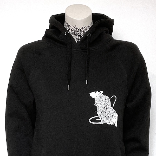 Ratten Hoodie zweiseitig bedruckt schwarz Ratte Tiere Nager Tierfreunde