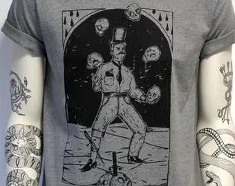 Bounty Hunter, unisex t-shirt, skull juggler, skulls, juggling, circus, freak show