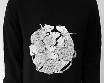 Ratte unisex sweatshirt Ratte Haustier handbedruckt tier print Ratte Print