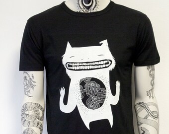 Monstercat, unisex t-shirt, cat , monster, teeth, grin