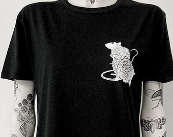 Ratten-T-Shirt, Unisex-T-Shirt, Haustier, schwarzer Rattendruck
