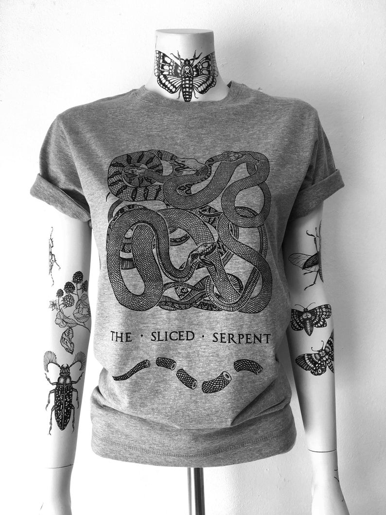 Snake T Shirt Serpent t-shirt hand printed, snake, snake image 1