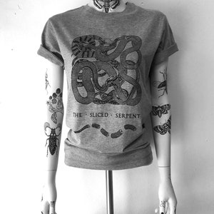 Snake T Shirt Serpent t-shirt hand printed, snake, snake image 2