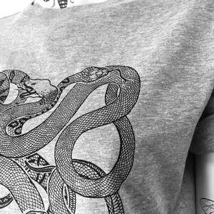 Snake T Shirt Serpent t-shirt hand printed, snake, snake image 5