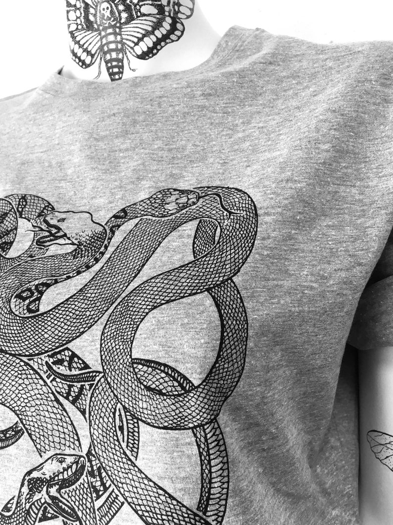 Snake T Shirt Serpent t-shirt hand printed, snake, snake image 5