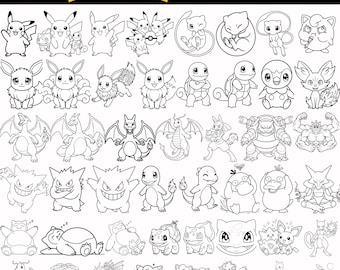 Über 50 Mega-Pokémon-Dateien (SVG & PNG) | Pokémon-SVG-Dateien, Pokémon-PNG-Bundle, Pikachu-SVG, Gengar-PNG, Cricut-Dateien | Sofortiger digitaler Download