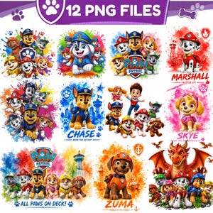 Paw Patrol Puppies Clipart Bundle | Cartoon Dog PNGs (Digital Download)