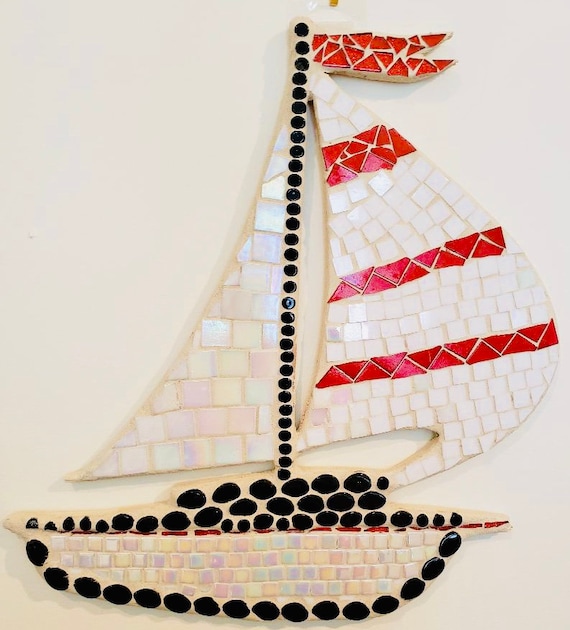 Mosaic Sailboat Wall Hanging