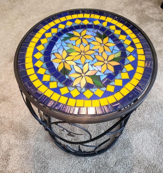 Mosaic Sunflower Table Made to Order Etsy UK
