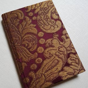 Silk Brocatelle Rubelli Fabric Covered Journal Hardcover Notebook Amethyst and Gold Tebaldo Pattern - Handcraft in Italy