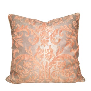 Fortuny Fabric Throw Pillow Cushion Cover Persimmon & Gold Farnese Pattern - Made in Italy