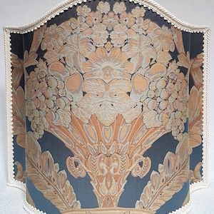 Venetian Lamp Shade Blue Silk Damask Rubelli Labuan Pattern Half Lampshade - Handmade in Italy