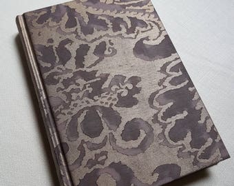 Fortuny Fabric Covered Journal Hardcover Notebook Grey & Silvery Gold Corone Pattern - Handcraft in Italy