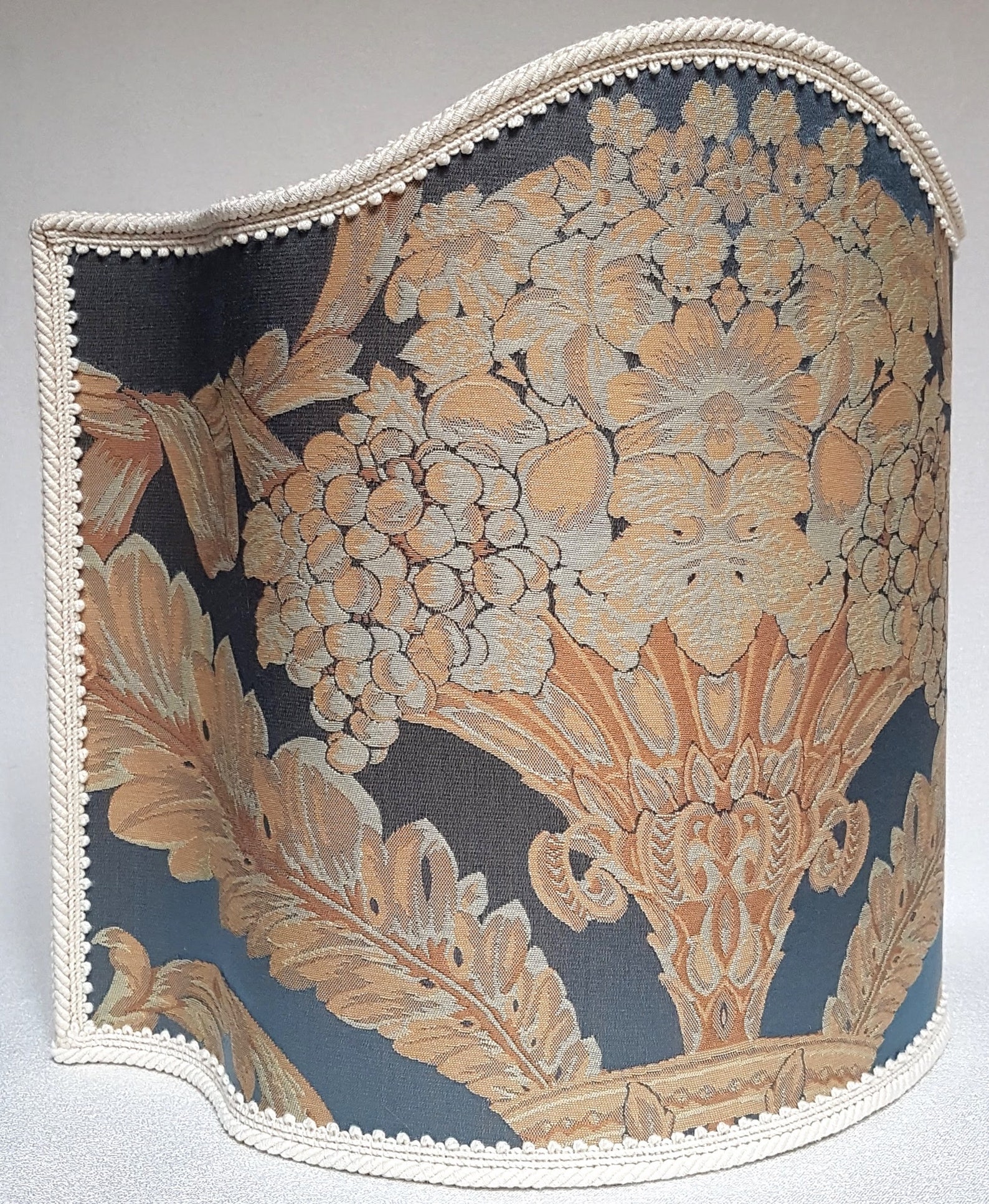 Venetian Lamp Shade Blue Silk Damask Rubelli Labuan Pattern Half ...