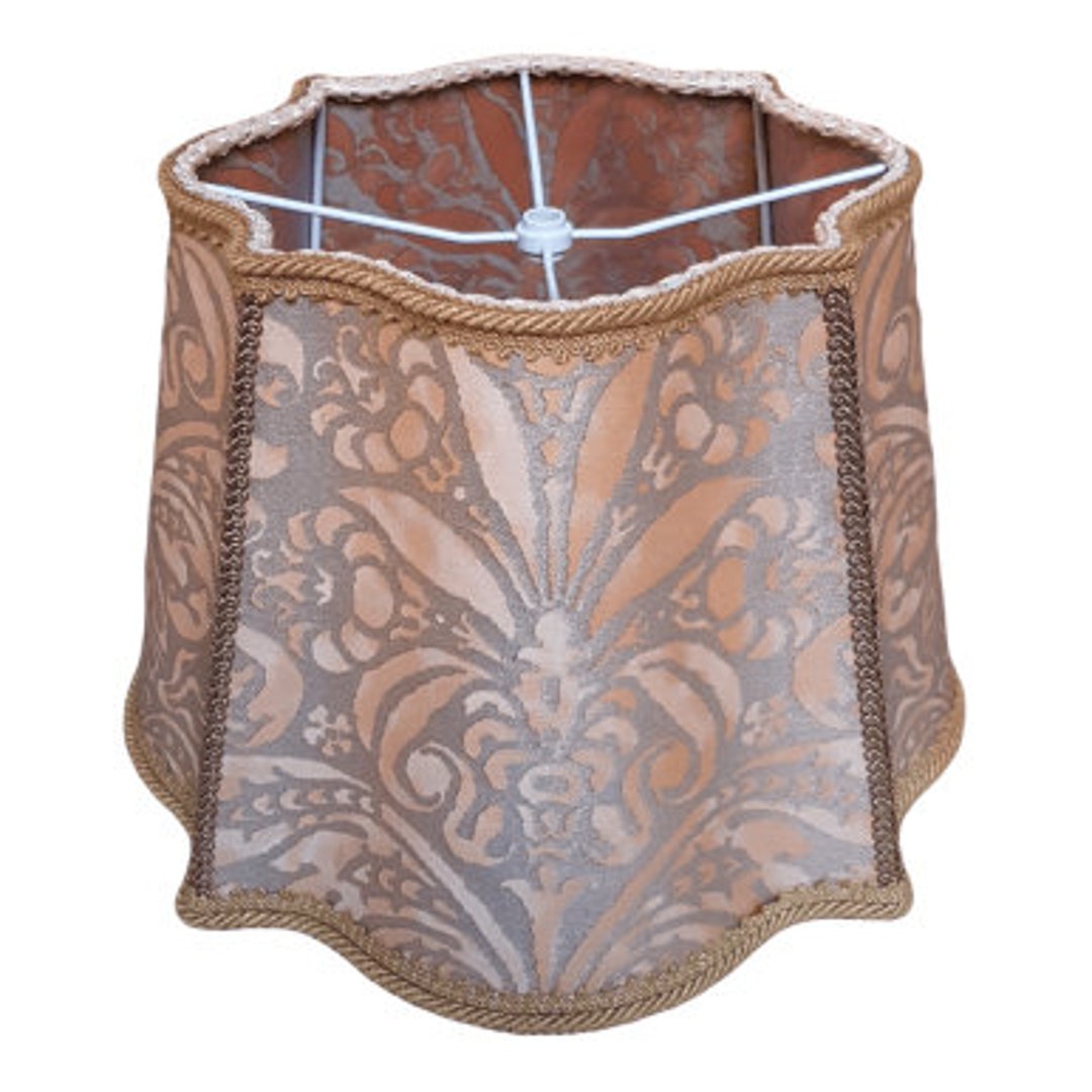 Fortuny Lamp Shade Fancy Square Apricot & Silvery Gold Campanelle ...