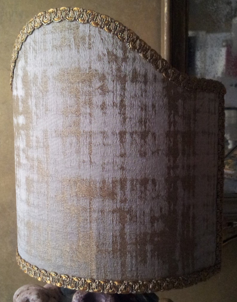 Clip On Lamp Shade Sand and Gold Rubelli Venier Jacquard Fabric Half Lampshade Handmade in Italy image 4