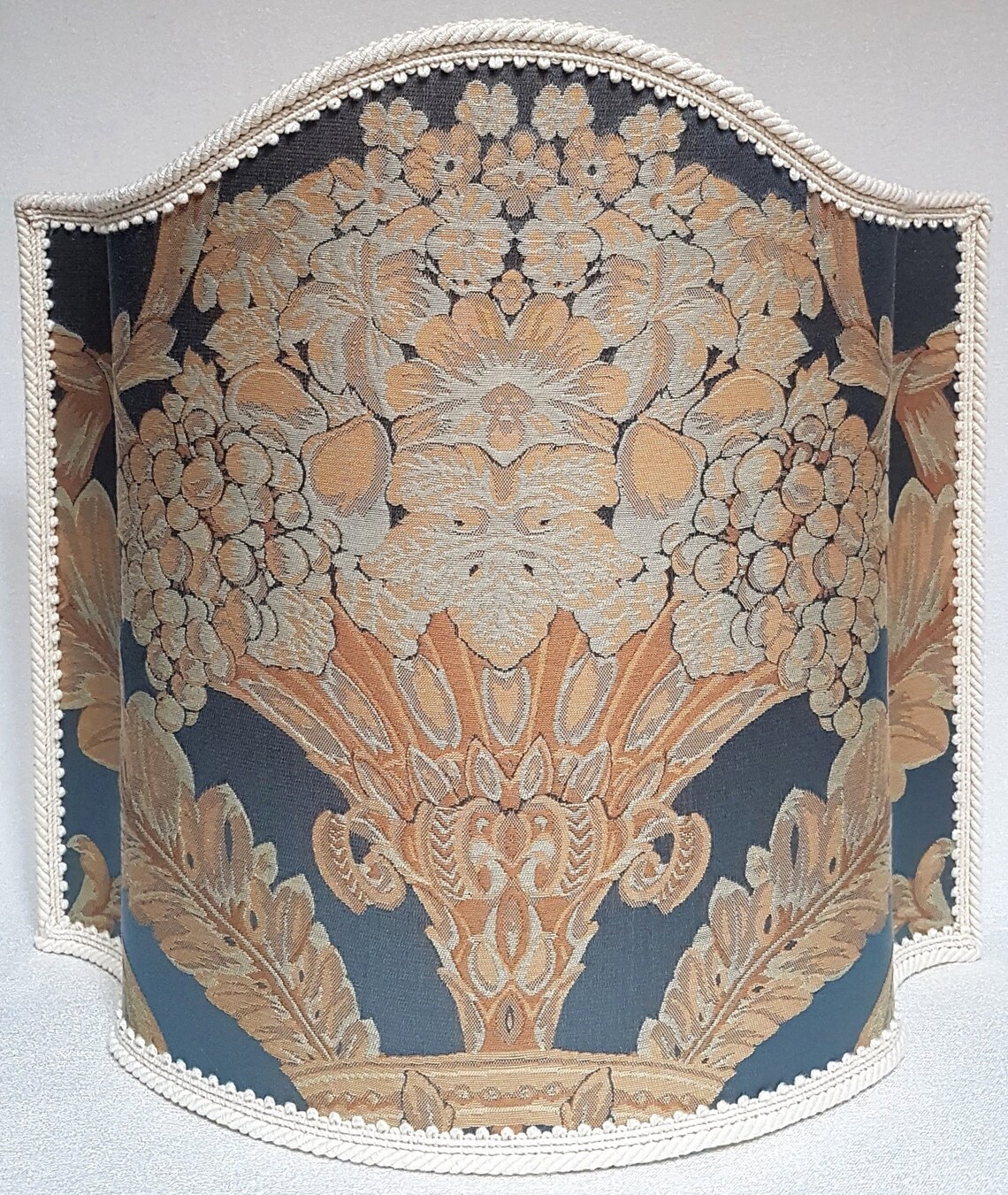 Venetian Lamp Shade Blue Silk Damask Rubelli Labuan Pattern Half ...