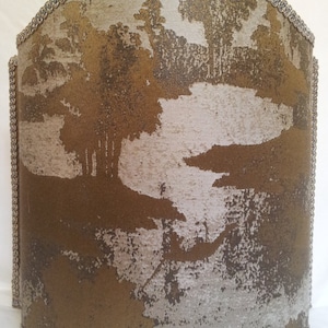 Venetian Lamp Shade Bronze and Silver Jacquard Rubelli Fabric Sumi Pattern Half Lampshade - Handmade in Italy