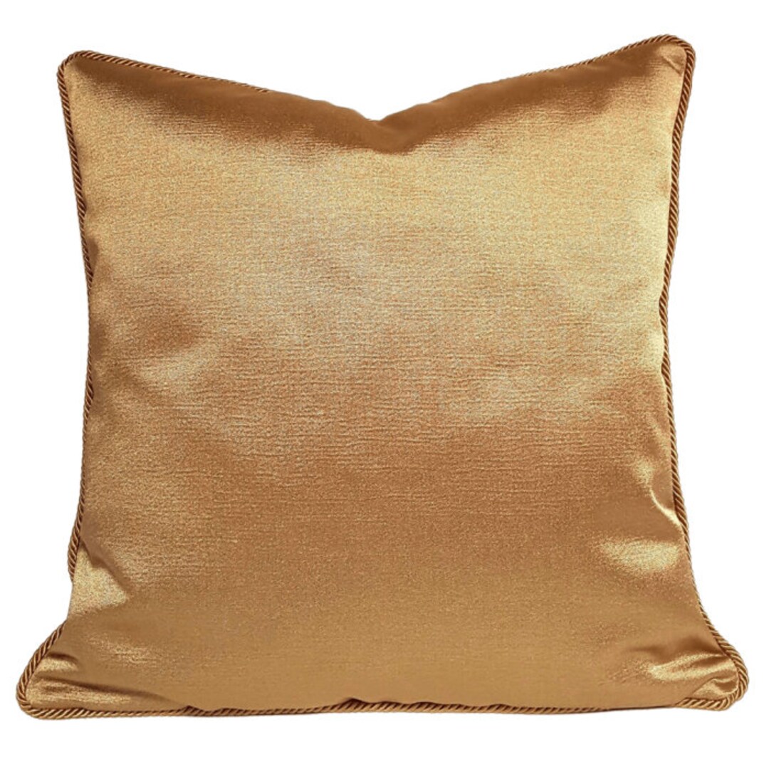 Throw Pillow Cushion Cover Gold Satin Rubelli Fabric Yoroi Pattern