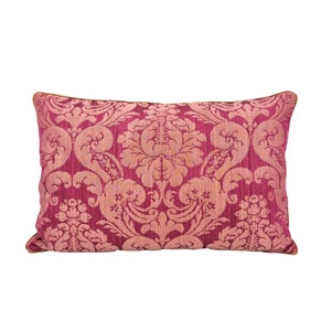 Throw Pillow Cushion Cover Rubelli Fabric Silk Damask Cardinal and Gold Ruzante Pattern - Handmade in Italy