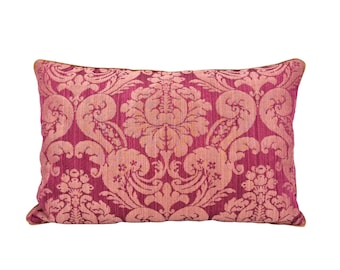Throw Pillow Cushion Cover Rubelli Fabric Silk Damask Cardinal and Gold Ruzante Pattern - Handmade in Italy