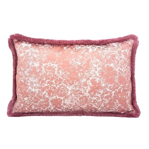 Deko Kissenbezug mit Pinsel Fransen Rosa Seide Lampas Rubelli Stoff Michelle Muster - Made in Italy