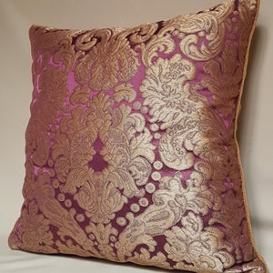 Lumbar Throw Pillow Rubelli Tebaldo Amethyst Silk Brocatelle Fabric Cushion Cover - Made in Italy image 5