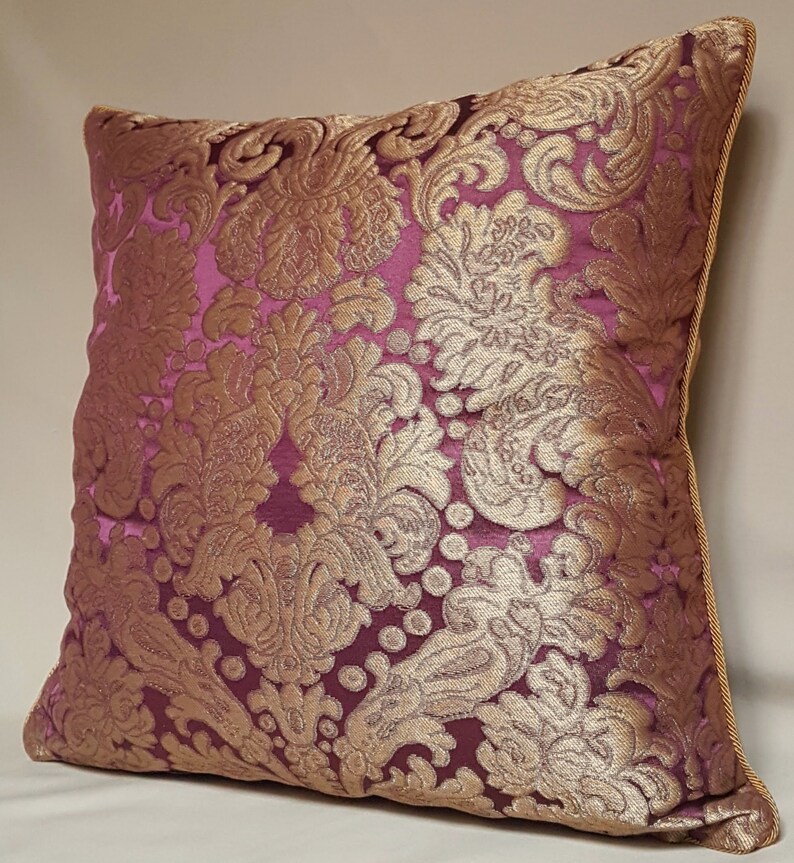 Lumbar Throw Pillow Rubelli Tebaldo Amethyst Silk Brocatelle Fabric Cushion Cover - Made in Italy image 5