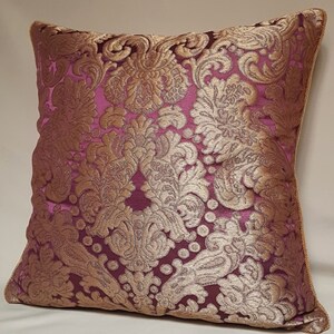 Lumbar Throw Pillow Rubelli Tebaldo Amethyst Silk Brocatelle Fabric Cushion Cover - Made in Italy image 3