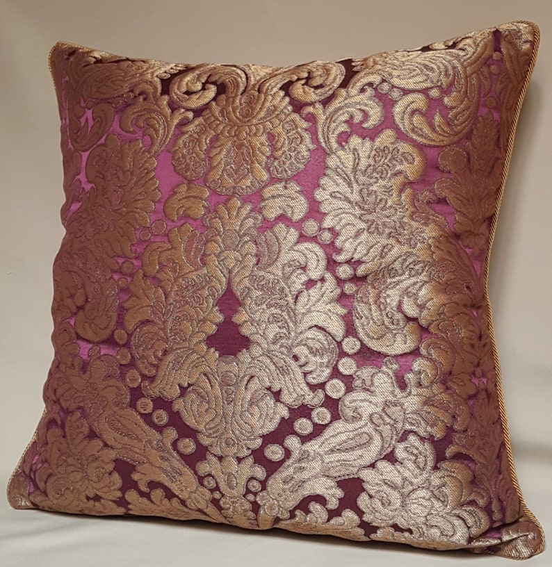 Lumbar Throw Pillow Rubelli Tebaldo Amethyst Silk Brocatelle Fabric Cushion Cover - Made in Italy image 3