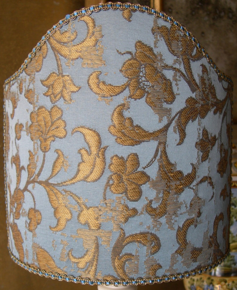 Clip on Lamp Shade Sky Blue and Gold Silk Jacquard Rubelli Etsy