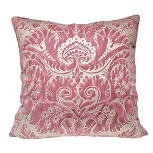 Fortuny Fabric Throw Pillow Cushion Cover Red & Silvery Gold  Demedici Pattern - Made in Italy