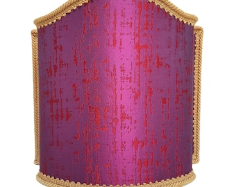 Venetian Half Lamp Shade in Cardinal Purple Silk Lampas Rubelli Fabric Zanni Pattern - Made in Italy