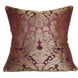 Lumbar Throw Pillow Rubelli Tebaldo Amethyst Silk Brocatelle Fabric Cushion Cover - Made in Italy image 1