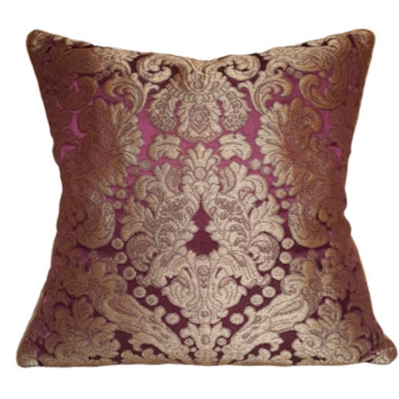 Lumbar Throw Pillow Rubelli Tebaldo Amethyst Silk Brocatelle Fabric Cushion Cover - Made in Italy