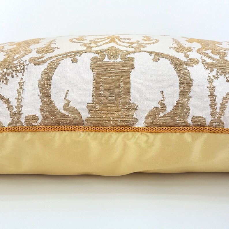 Gold Tassel Corners Throw Pillow Cushion Cover Silk Brocade Etsy