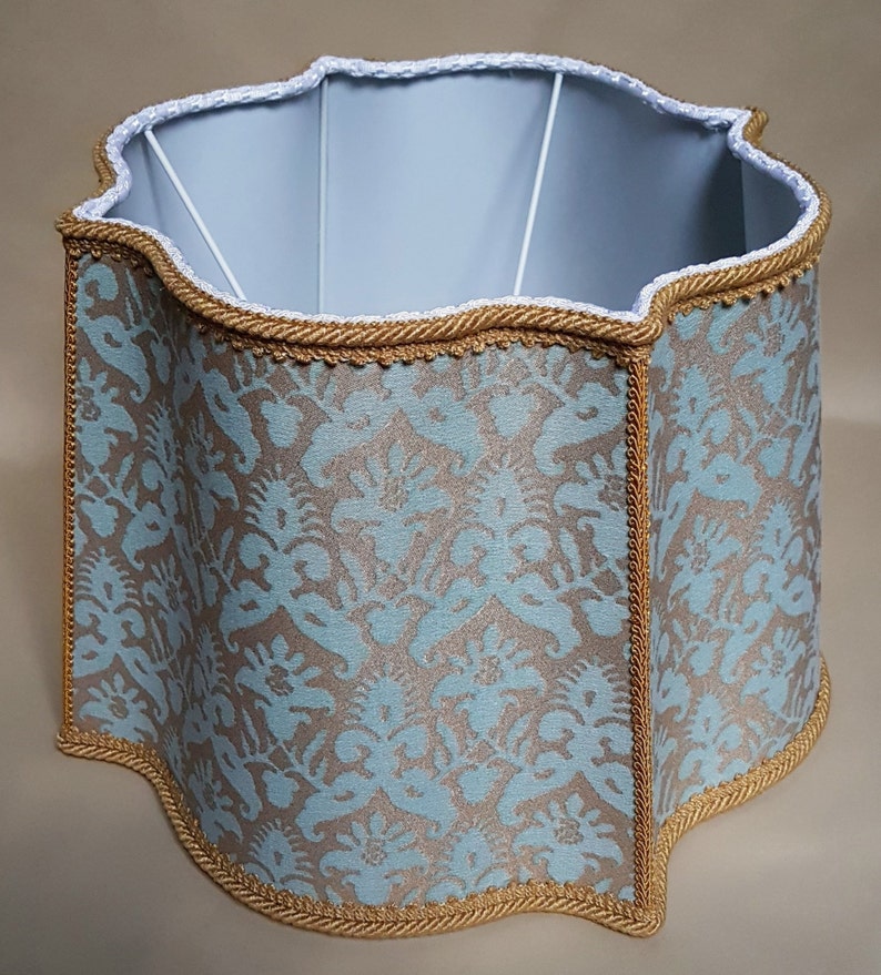 Fortuny Lamp Shade in Aquamarine & Silvery Gold Delfino - Etsy