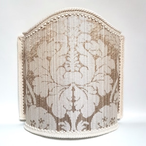 Venetian Lamp Shade Mother of Pearl Silk Damask Rubelli Fabric Ruzante Pattern Half Lampshade Handmade in Italy