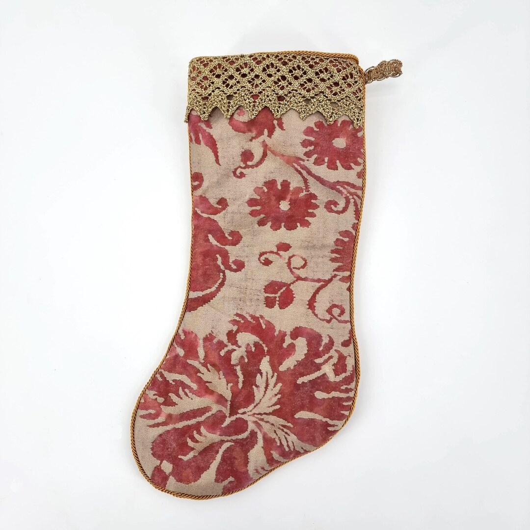 Luxury Christmas Stocking Fortuny Fabric Red & Silvery Gold Demedici ...