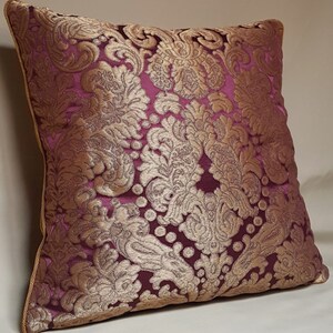 Lumbar Throw Pillow Rubelli Tebaldo Amethyst Silk Brocatelle Fabric Cushion Cover - Made in Italy image 2