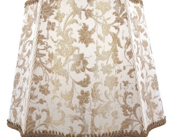 Available in More Colors - Fancy Rectangular Lampshade Rubelli Silk Jacquard Ivory & Gold Les Indes Galantes Pattern - Handmade in Italy