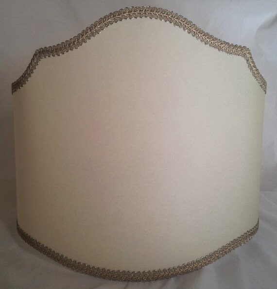 Floor Half Lamp Shade In Cream Parchment With Silver Gold Trim Singapore Half Lamp Shade In Cream Parchment, Cream Lamp Shade For Floor
