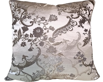 Throw Pillow Cover Ivory and Gold Silk Brocade Rubelli Fabric Madama Butterfly Pattern - Made in Italy