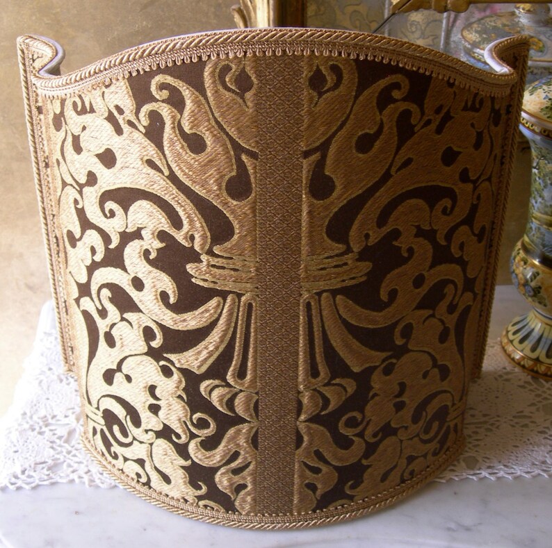 Lamp Shade Brown and Gold Silk Lampas Rubelli Fabric Etsy