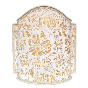 Venetian Lamp Shade in Fortuny Fabric Yellow and White Cimarosa Pattern Half Lampshade - Handmade in Italy