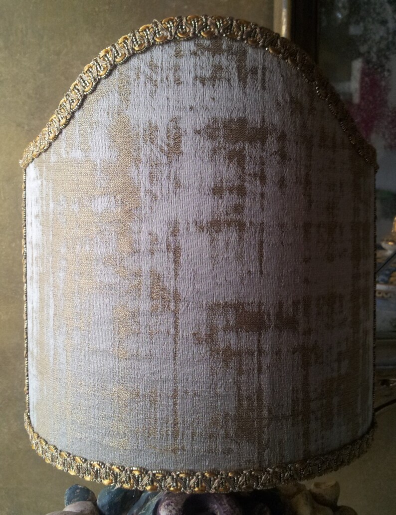 Clip On Lamp Shade Sand and Gold Rubelli Venier Jacquard Fabric Half Lampshade Handmade in Italy image 1