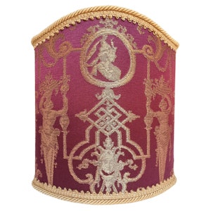 Venetian Lamp Shade Amethyst Silk Lampas Brocade Fabric Rubelli Aida Pattern Lampshade - Handmade in Italy